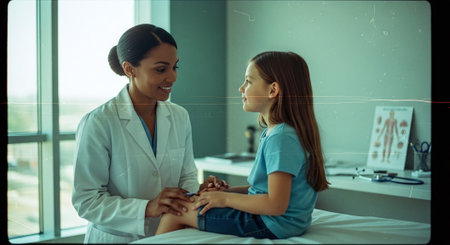 Doctor examining a patient in hospital. Doctor examining a patient in hospital.の素材