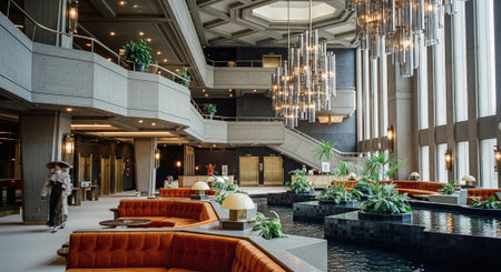 Luxury hotel lobby interior. Luxury hotel lobby interior with furniture and decoration.の素材