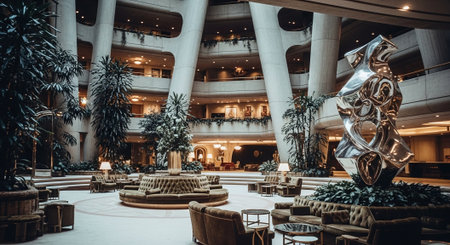 Emirates Palace hotel interior in Dubai, United Arab Emirates. Emirates Palace is the largest hotel complex in the worldの素材