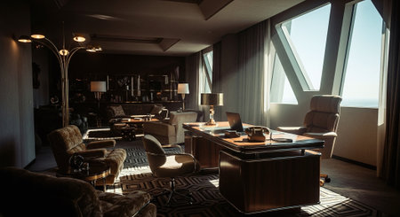 Luxury hotel room interior. Nobody inside. 3D renderingの素材