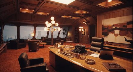 Luxury hotel lobby interior with furniture, armchairs and coffee tableの素材