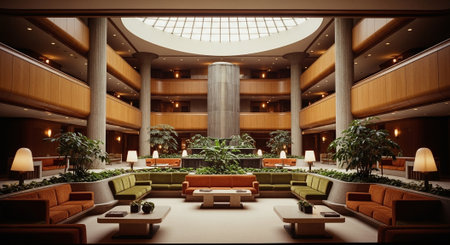 Interior of a hotel lobby, 3d render, toned imageの素材