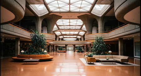 Interior of a modern office building, view from the lobby.の素材