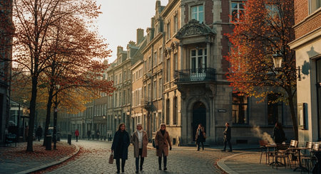 Street view of Bruges, Belgiumの素材