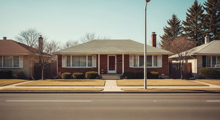 Typical american suburban home in suburbs.の素材