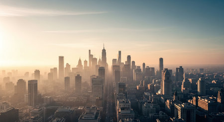 Aerial view of Manhattan, New York City, United States.の素材