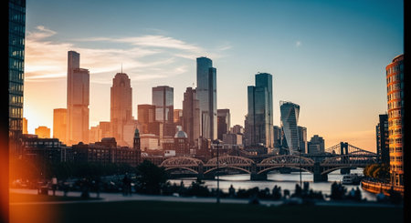 skyline of charlotte north carolina usa at sunsetの素材