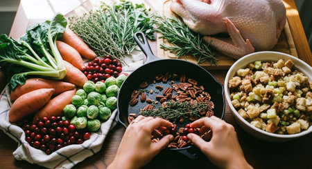 Female hands cooking healthy food in the kitchen. Healthy eating, dieting, vegetarian, clean eating and people conceptの素材