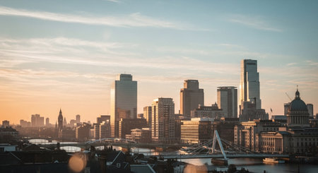 Panoramic view of London skyline at sunset. United Kingdom.の素材