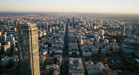 Warsaw, Poland. Aerial view of the city from above.の素材