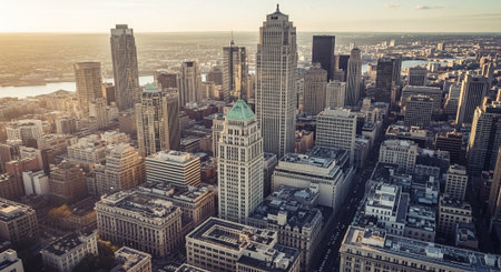 Aerial view of Manhattan, New York City, United States.の素材