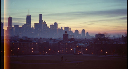 Panoramic view of the city of Chicago, Illinois, USAの素材