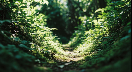 Pathway in the forest. Path through the lush green forest.の素材