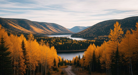Beautiful autumn landscape in the Altai mountains. Panoramic view.の素材