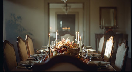 Elegant table setting in a luxury restaurant. Selective focus.の素材