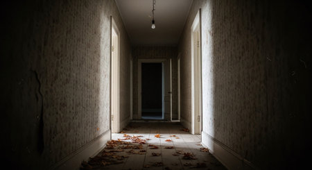Abandoned corridor with light coming from the window. 3d renderingの素材