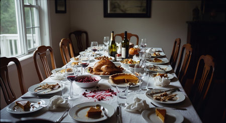 Table set for a festive dinner in the country style. Selective focus.の素材