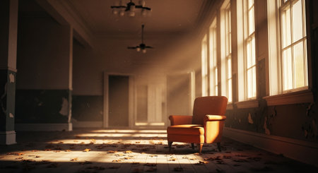 The interior of a room with an armchair. 3d renderの素材