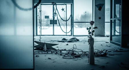 Bouquet of flowers in a vase on the background of a windowの素材