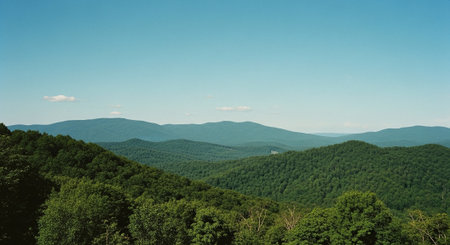 Panoramic view of the Blue Ridge Mountains in North Carolina.の素材