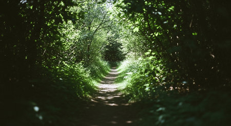 A path through the green forest in the summer. Natural background.の素材