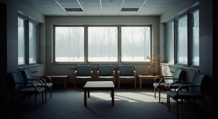 3d Illustration of a waiting room in a modern office.の素材