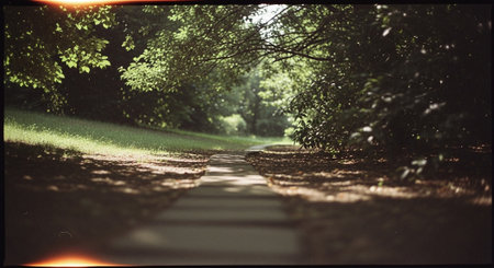 Beautiful view of a path in the park in springtime.の素材