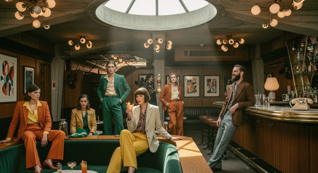 Group of young business people having a meeting in a coffee shop.の素材