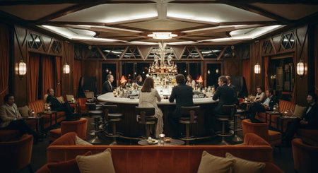 Group of business people having a meeting in a luxury restaurant or hotelの素材