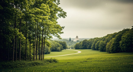 Beautiful summer landscape in Bavaria, Germany. Retro style photo.の素材