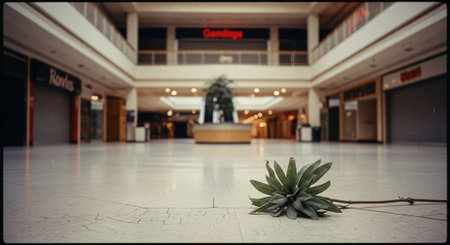 Interior of a hotel lobby with an aloe vera plantの素材