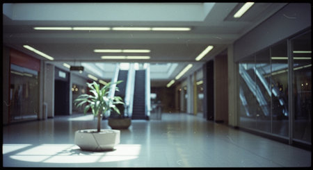 Modern interior of office building, wide photo with shallow depth of fieldの素材