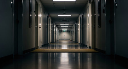 Interior of a corridor in a hospital, 3d render.の素材