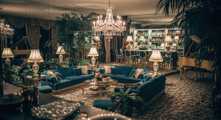 Luxury hotel lobby interior - Vintage filter and boost up color processingの素材