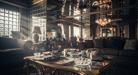 Luxury interior of a restaurant in the style of Baroqueの素材