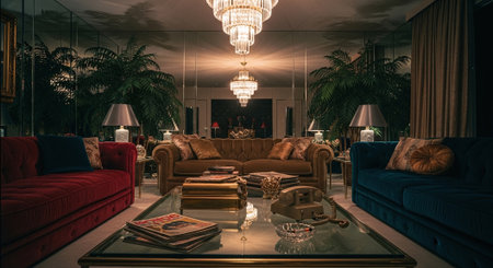 Luxury living room interior with sofas and cushionsの素材