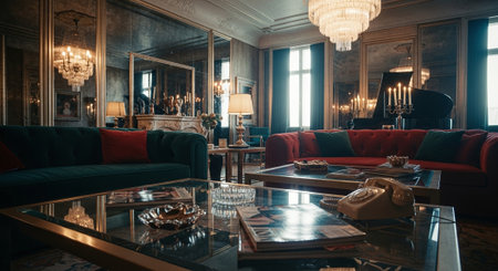 Luxury hotel lobby interior. Luxury apartments with classic furniture.の素材