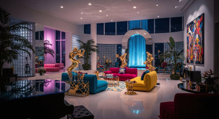 Luxury hotel lobby interior with armchairs and sofasの素材