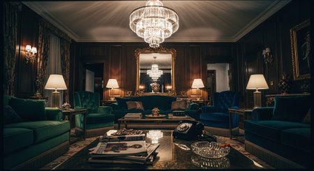 Luxury hotel lobby interior with sofas and sofasの素材