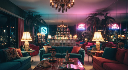 Interior of a luxury hotel and casino, cocktail bar, night clubの素材