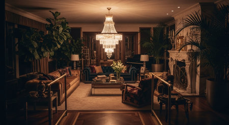 Luxury living room interior design. 3d render illustration.の素材