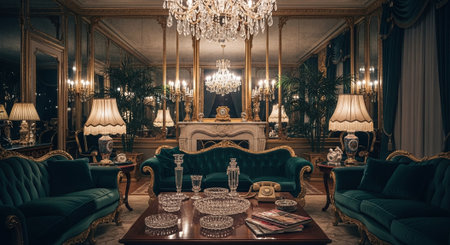 Luxury rich interior of a room with classic furniture. Baroque style.の素材