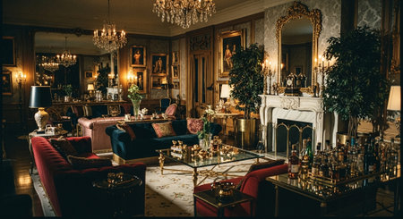 Luxury rich interior of a room with baroque furnitureの素材