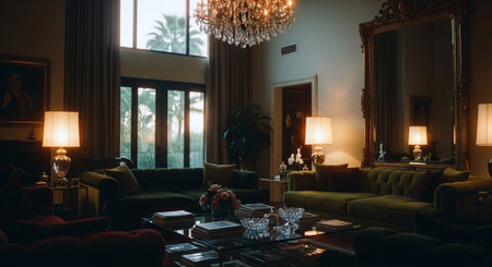 Luxury hotel room interior with sofas and armchairsの素材