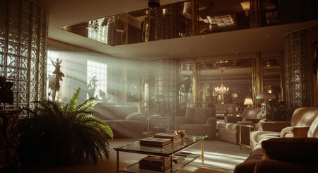 Interior of a luxury hotel lobby. 3d render illustration.の素材