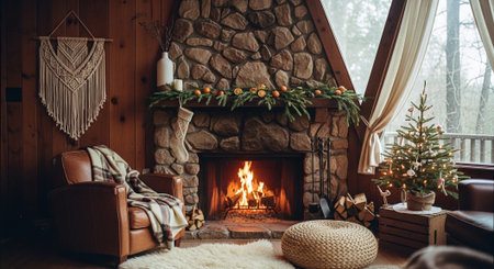 Happy family having Thanksgiving dinner at home. Cheerful young parents and their adult children enjoying Thanksgiving dinner in the living room.の素材
