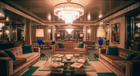 Luxury hotel lobby interior - Vintage filter processing style pictures.の素材