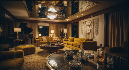 Interior of a hotel lobby with sofas and sofasの素材