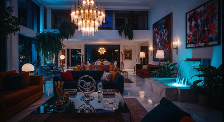 Luxury living room with sofa and coffee table in luxury houseの素材