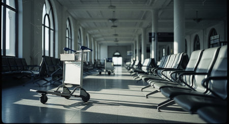 Empty waiting room in airport terminal. Shallow depth of field.の素材